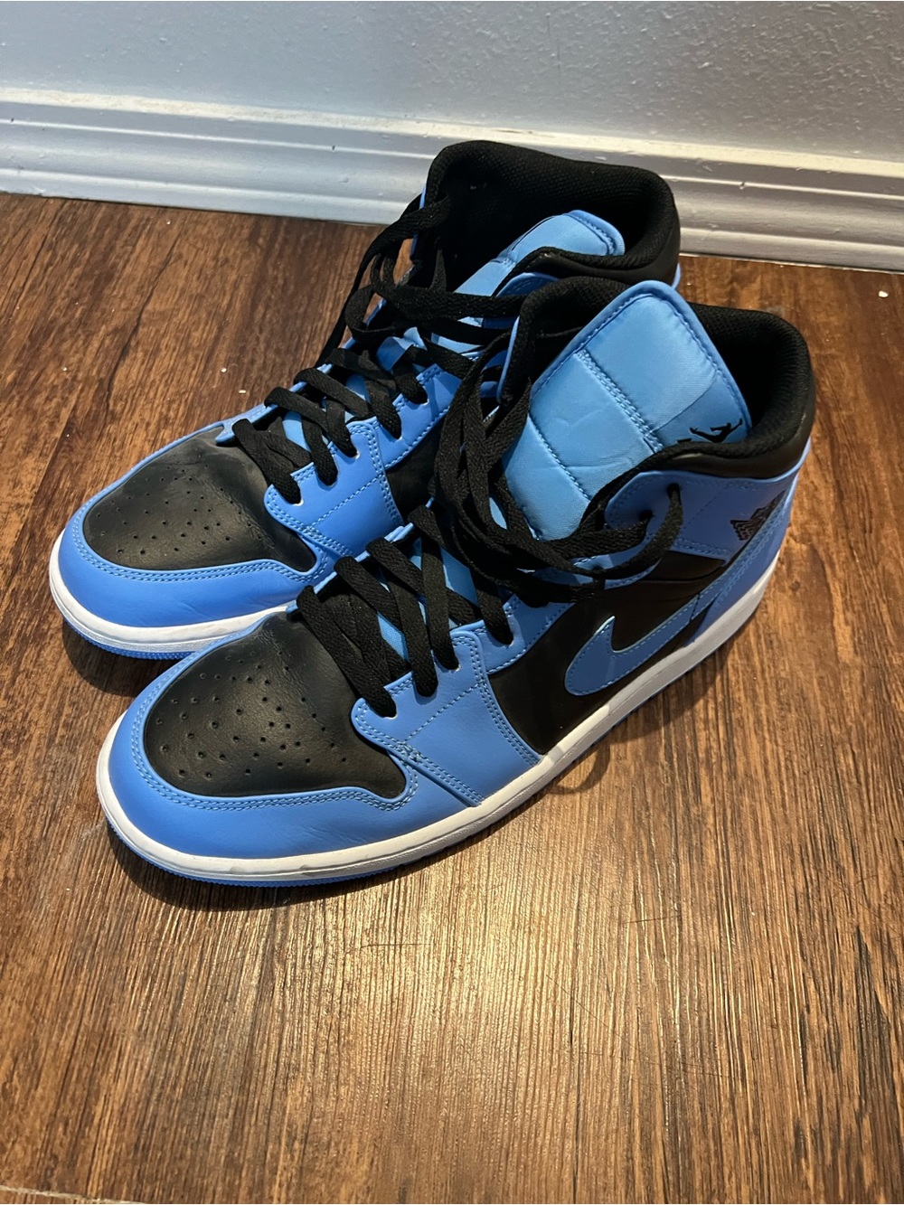 Air Jordan 1 Mid Black & Light Blue Men Sneakers